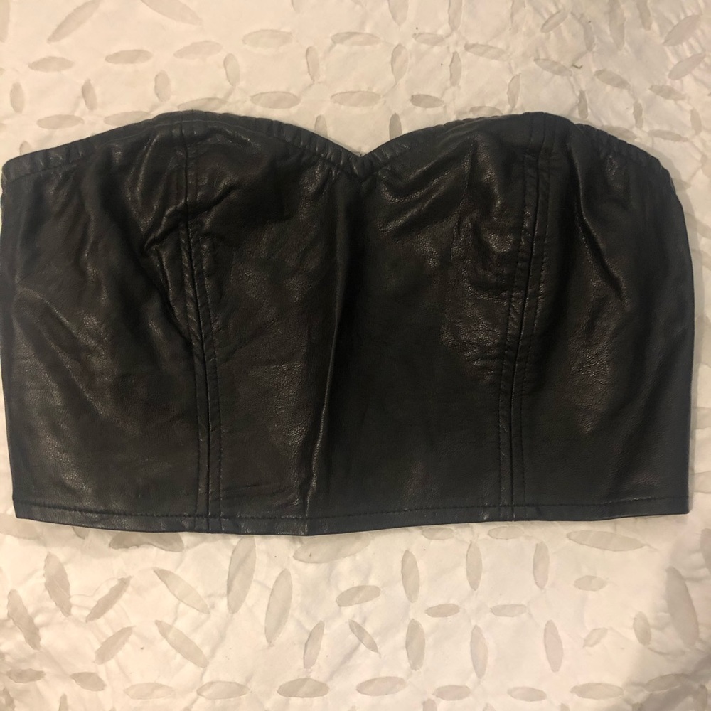 Faux leather tube top black